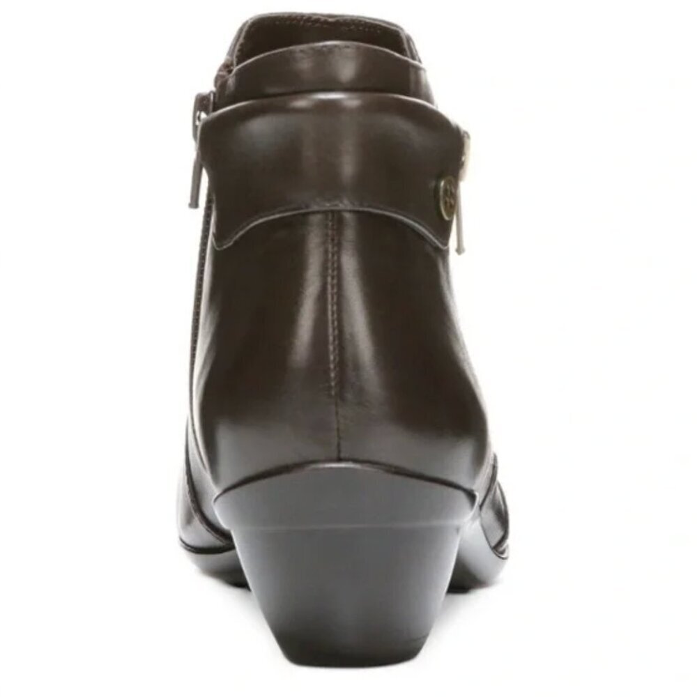 Naturalizer Haley Leather Oxford Zippered Ankle Boot 9.5 Dark Brown 2" Heels - Picture 8 of 11